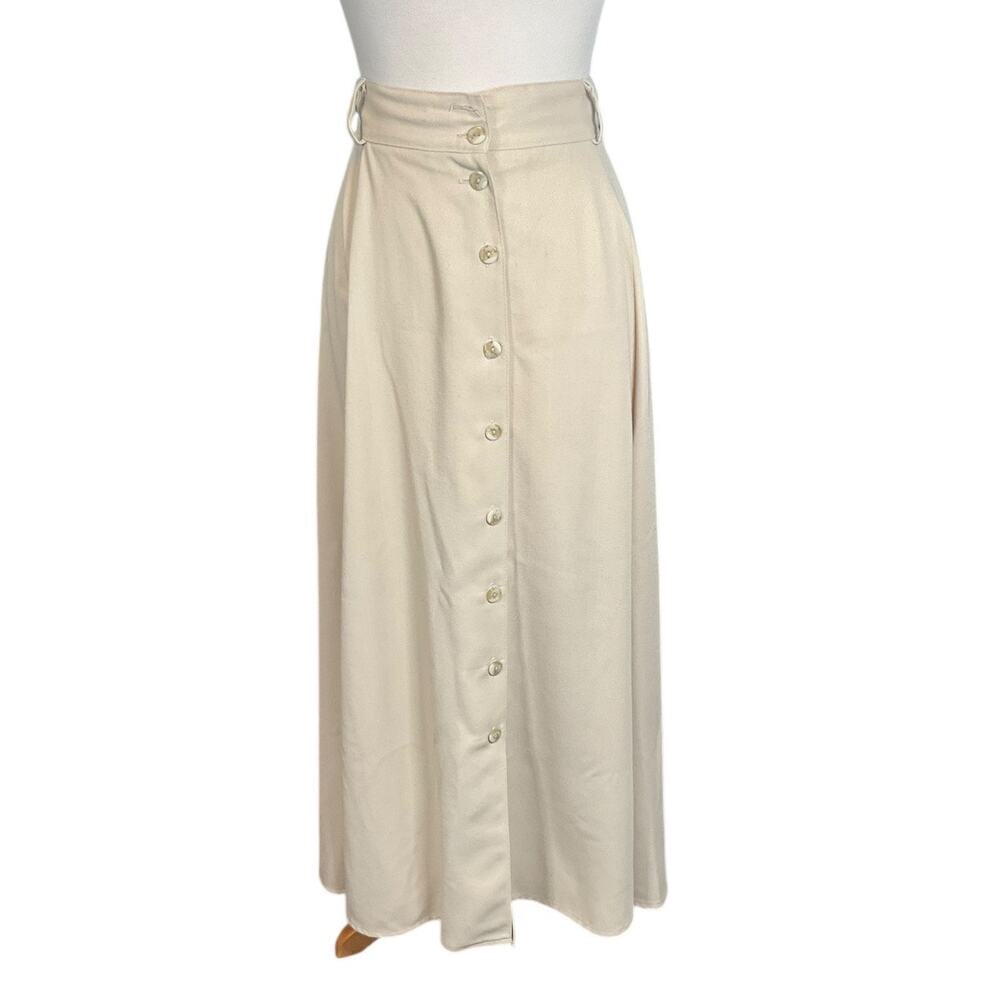 Vintage TRIBAL Sportswear Maxi Skirt Size 10 90s Button Down Used Slits Tan